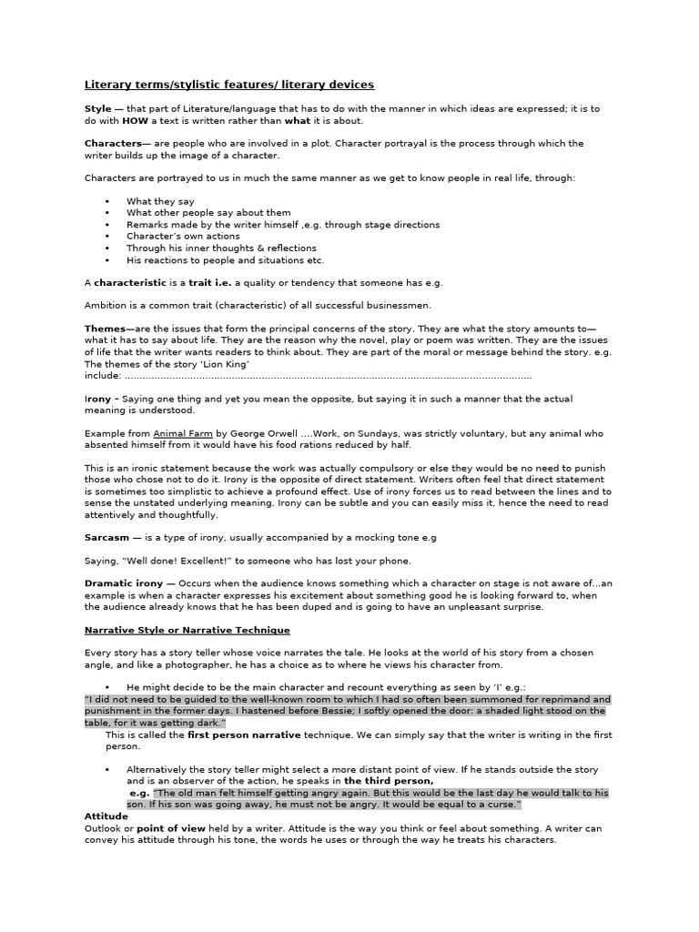 Literary Devices | PDF | Irony | Metaphor
