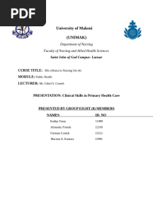 CLINICAL SKILLS IN PRIMARY HEALTH CARE