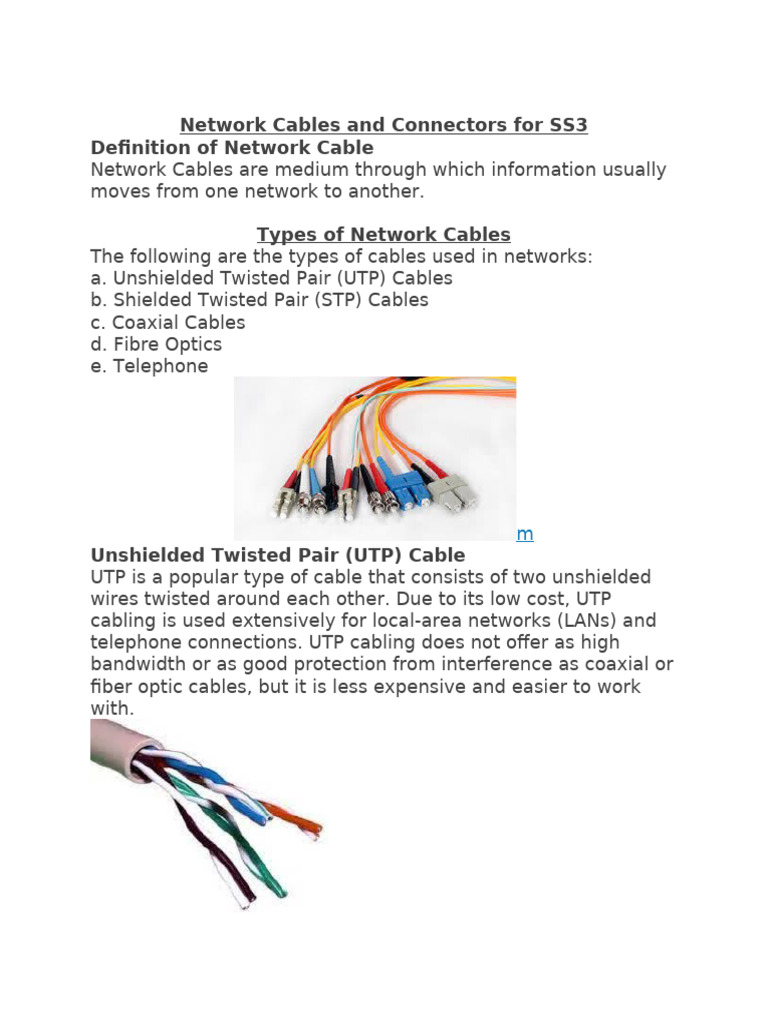 Network Cables and Connectors Overview | PDF | Electrical Connector ...