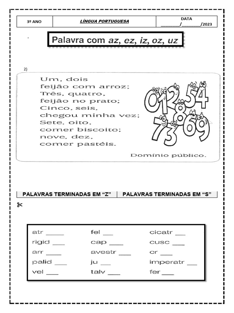 Atividades com Palavras Terminadas em Z | PDF