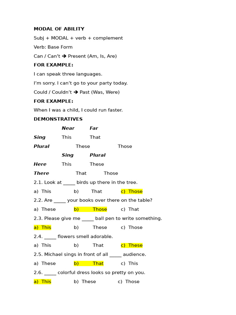 Understanding Modals and Demonstratives | PDF | Linguistic Morphology ...