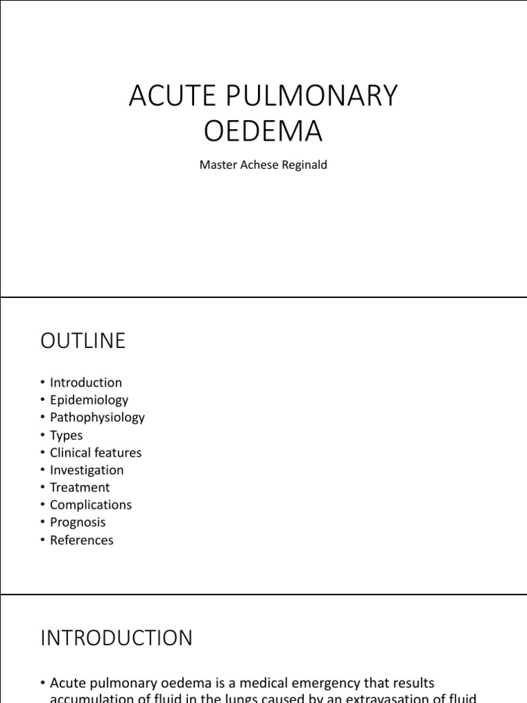 Acute Pulmonary Oedema Overview | PDF | Edema | Lung