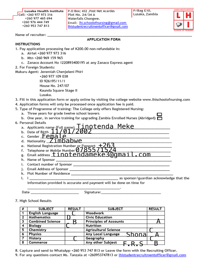 Lhi Application Form - 1 Page 3 | PDF