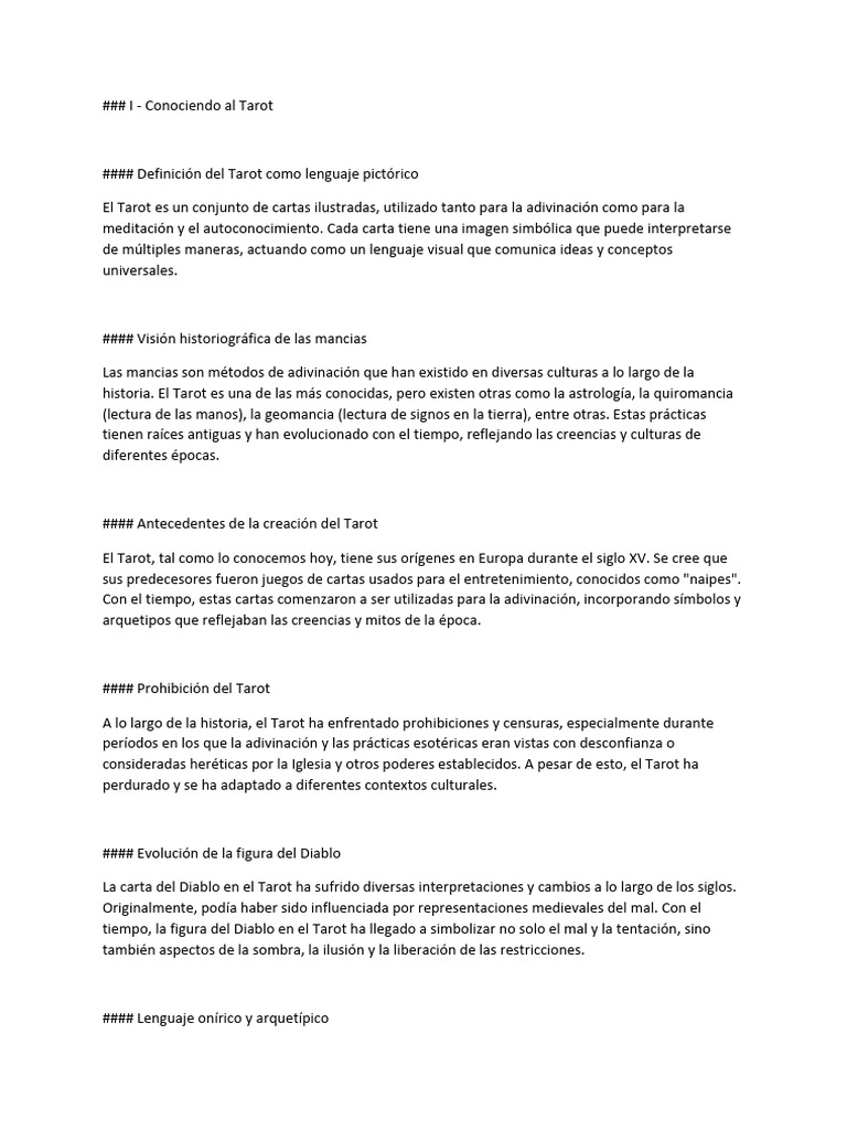 Historia y simbolismo del Tarot | PDF | Tarot | Jugando a las cartas