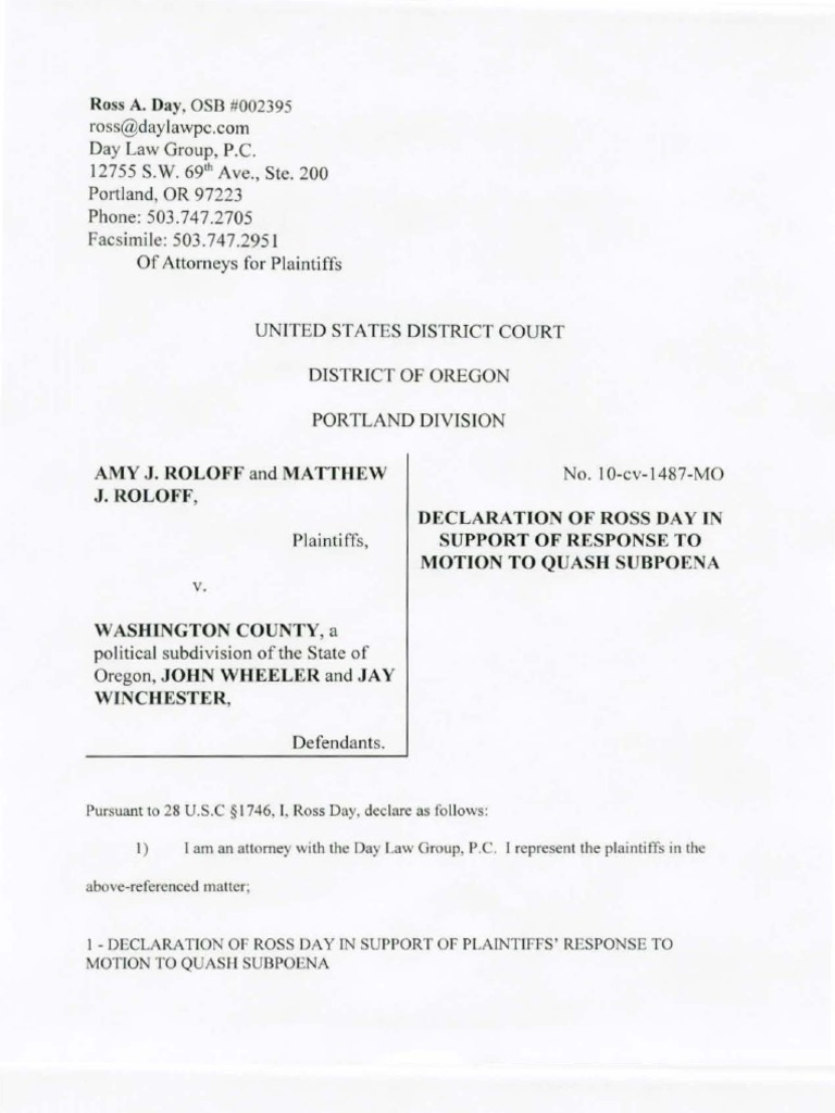 Roloff Family Lawsuit Declaration | PDF | Business | Computing And ...