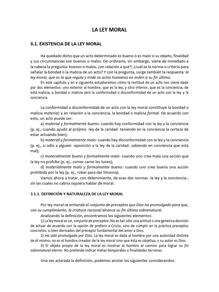Fundamentos de la Ley Moral | PDF | Moralidad | La Ley natural