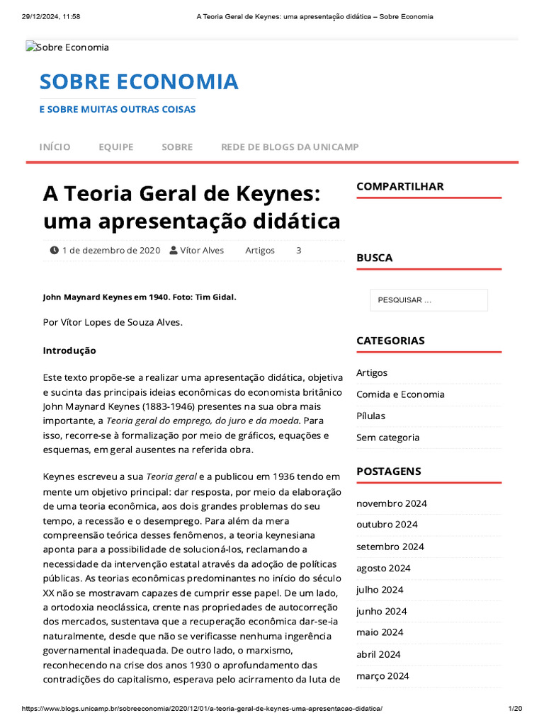 Teoria Geral de Keynes Explicada | PDF | John Maynard Keynes | Economia