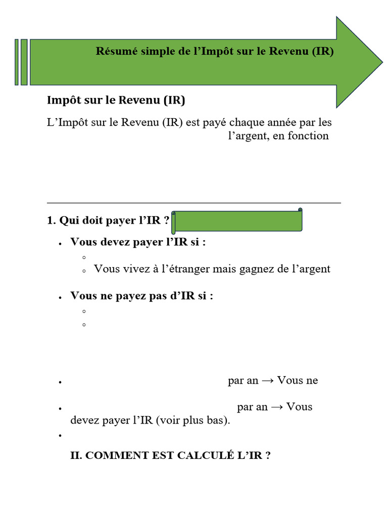Calcul de l'IR au Sénégal : Guide Pratique | PDF | Impôt sur le revenu ...