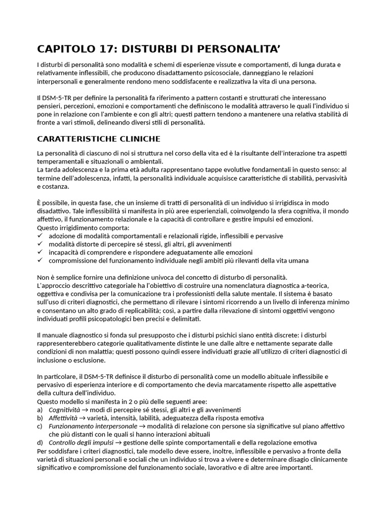 Capitolo 17 - Disturbi Di Personalità | PDF