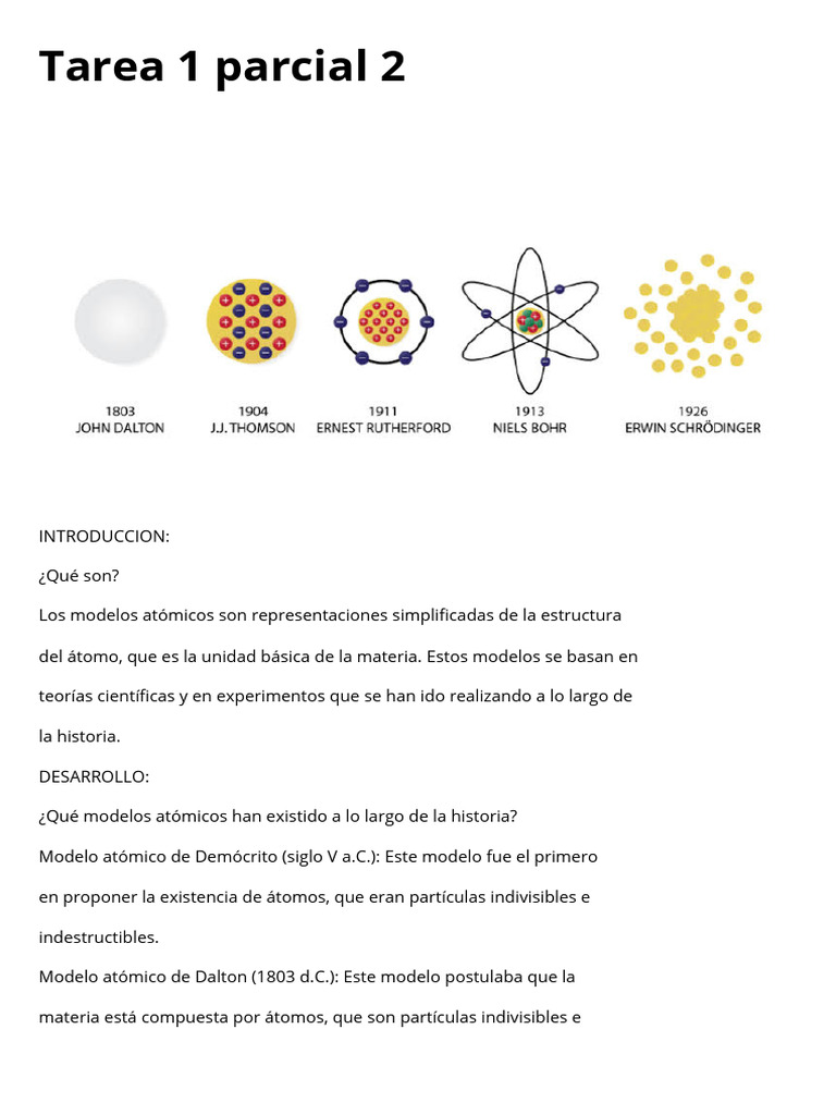 Evolución de los Modelos Atómicos | PDF