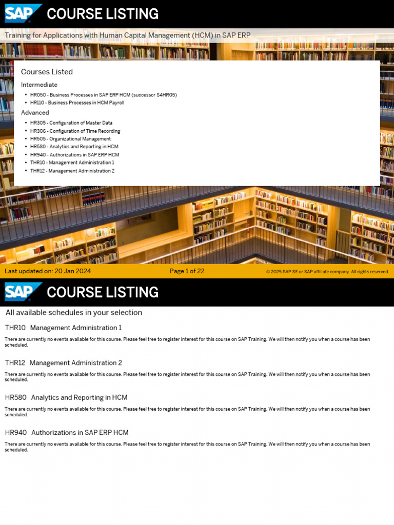 SAP HCM Course Listings and Details | PDF | Human Resource Management ...