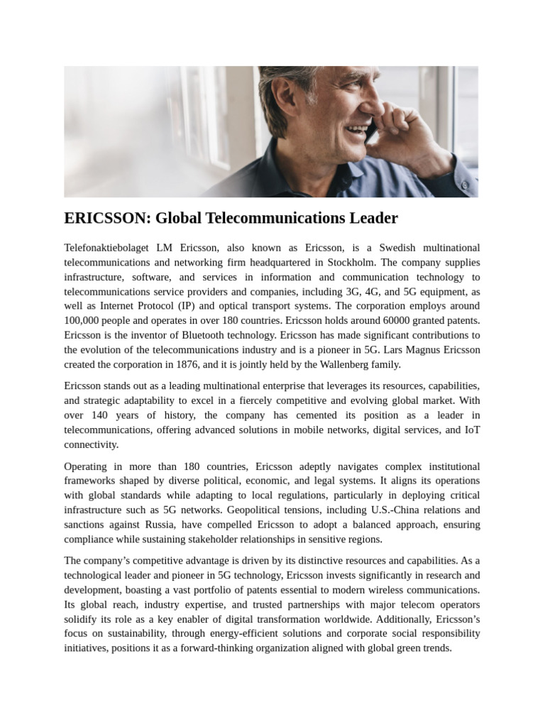 Ericsson: Leader in Global Telecom Solutions | PDF | Ericsson ...
