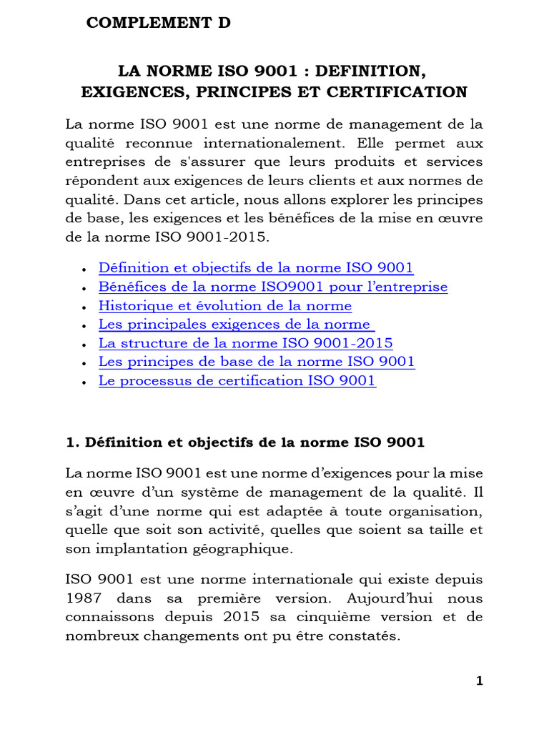 ISO 9001 : Définition et Exigences | PDF | Management de la qualité ...