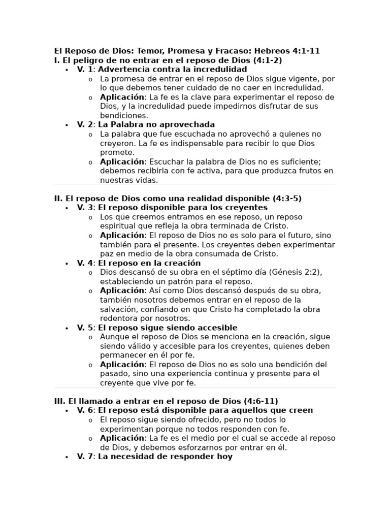 El Reposo de Dios: Fe y Promesas | PDF | Salvación | Cristo (título)