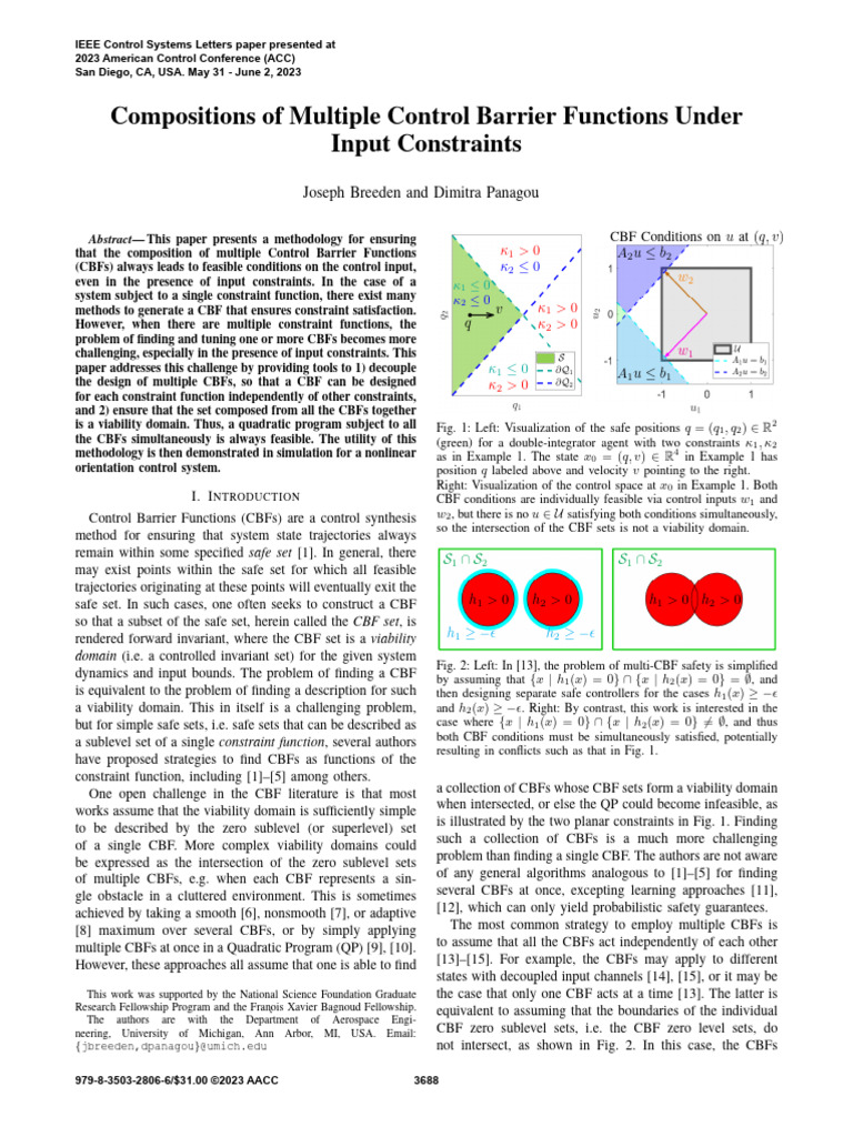 Compositions of Multiple Control Barrier Functions Under Input ...
