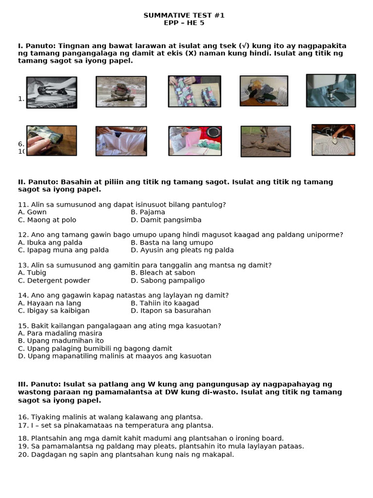 He Lagumang Pagsusulit Bilang 1 | PDF