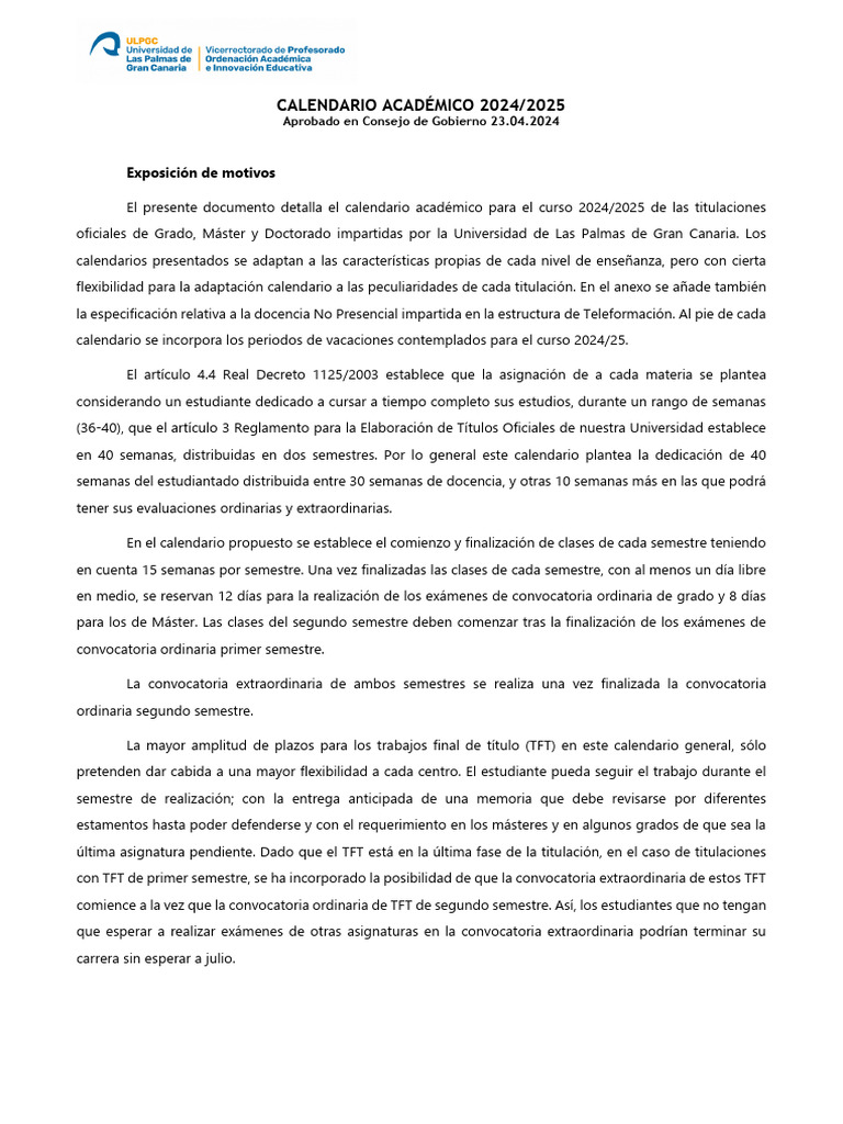 Acg 23 Abril Calendario Academico 2024 2025 | PDF | Calendario | Evaluación