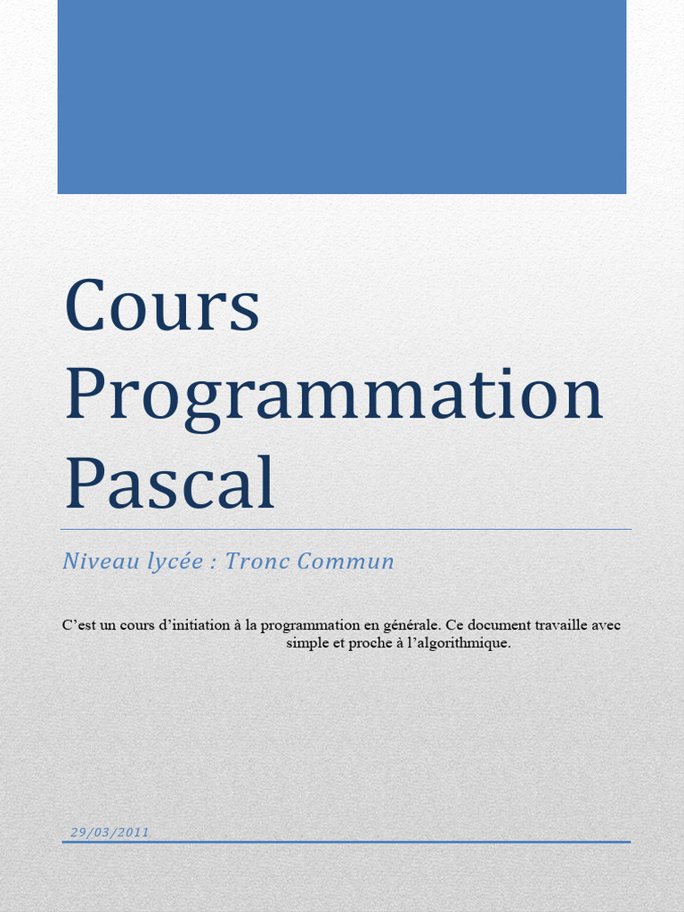 Lecon 3 | PDF | Programme informatique | Programmation