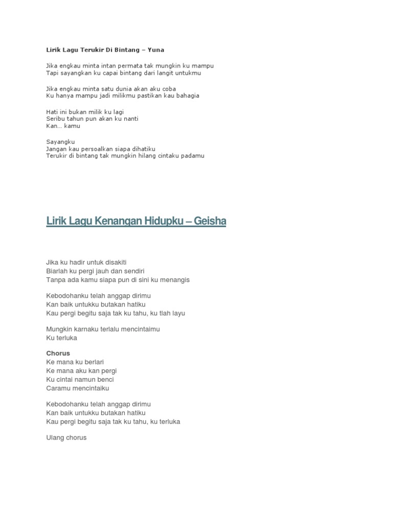 Lirik Lagu Terukir Di Bintang Pdf