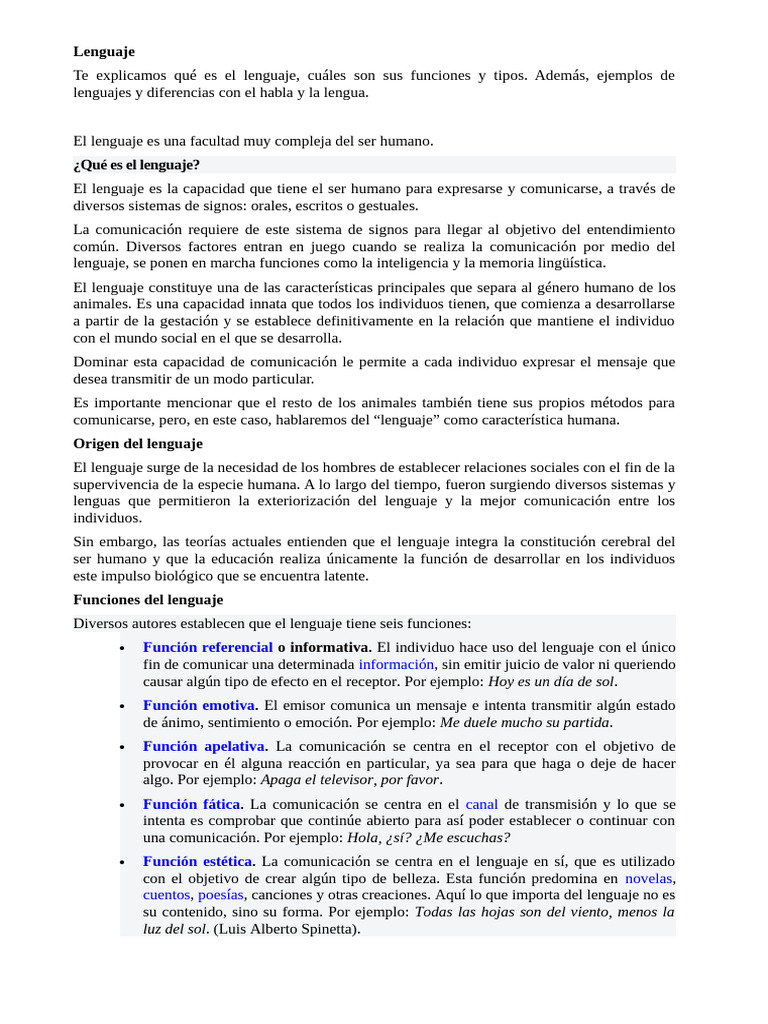 Definición y Tipos de Lenguaje | PDF | Comunicación | Comunicación humana