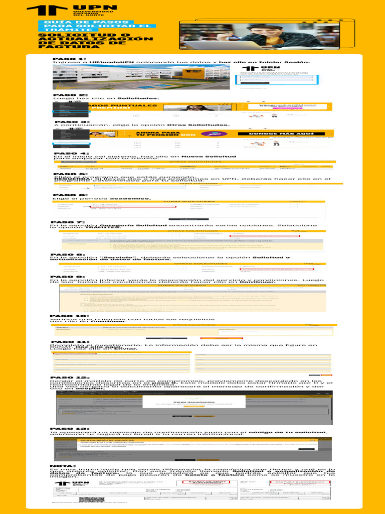 Actualización de Datos de Factura UPN | PDF