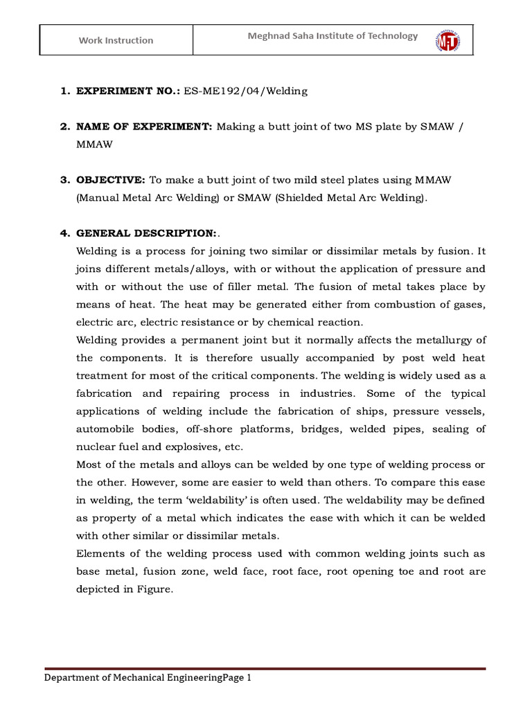 4.WorkshopPractice Welding | PDF | Welding | Construction