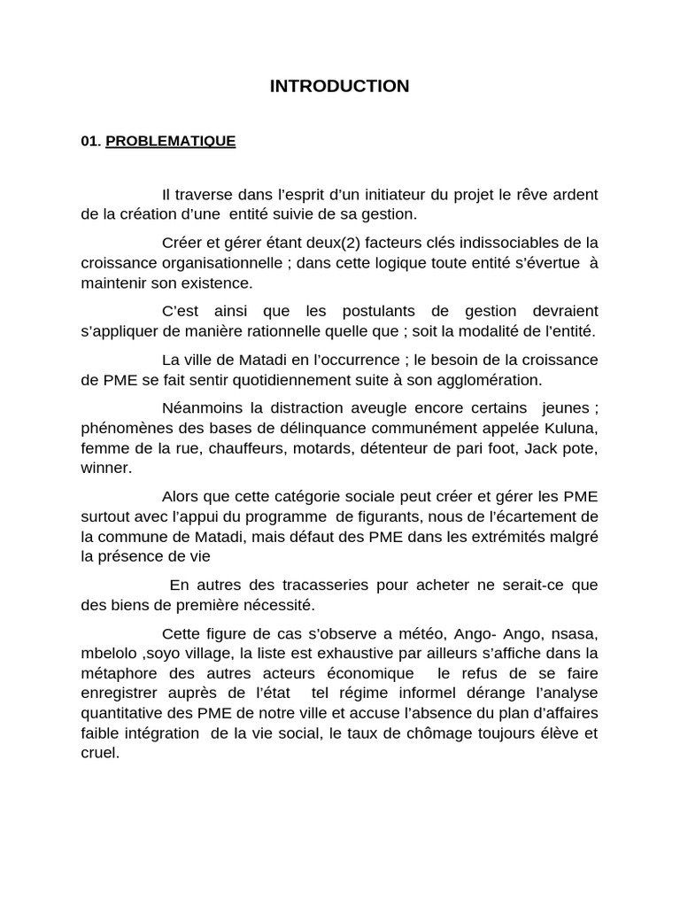 Croissance des PME à Matadi : Analyse et Management | PDF