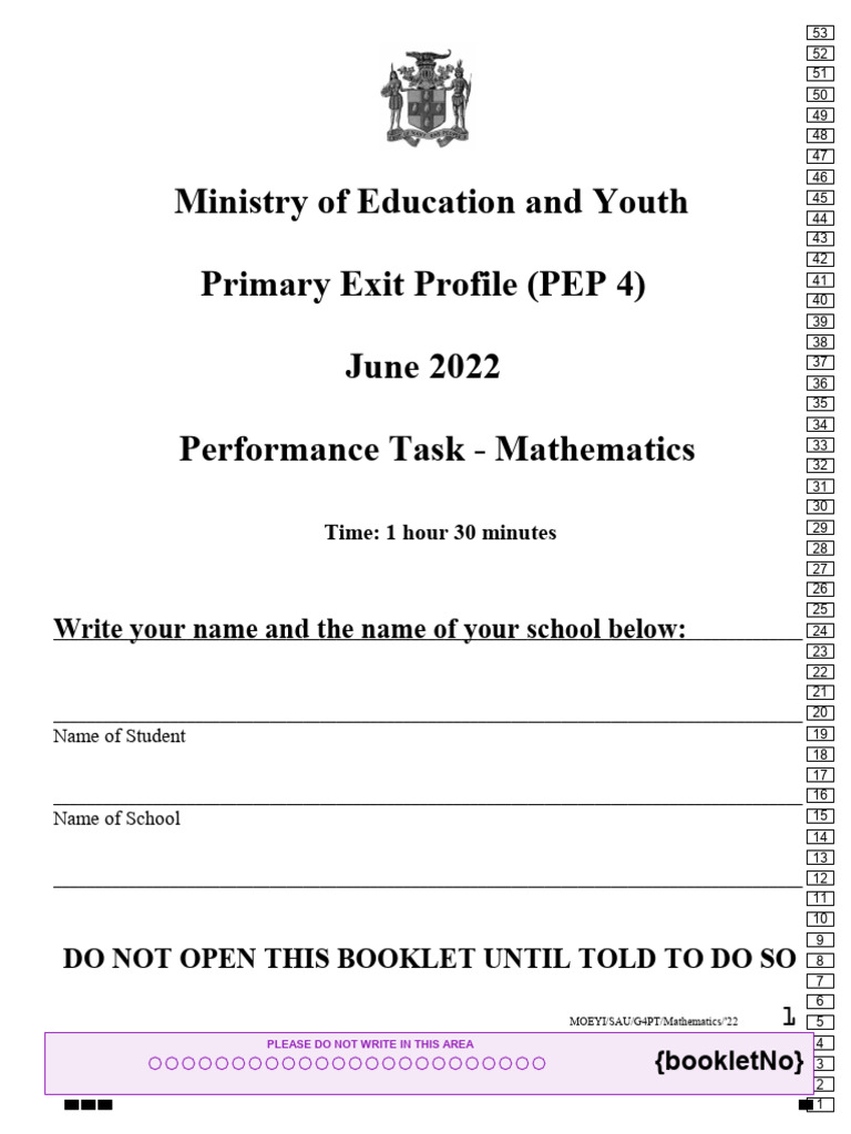 2022 Primary Exit Profile Math Task | PDF