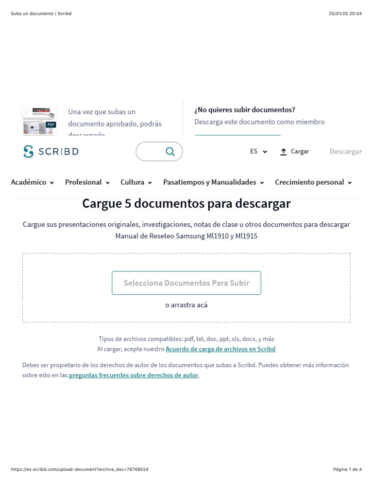 Manual de Reseteo Samsung Ml1910/1915 | PDF | Scribd | Sitios web