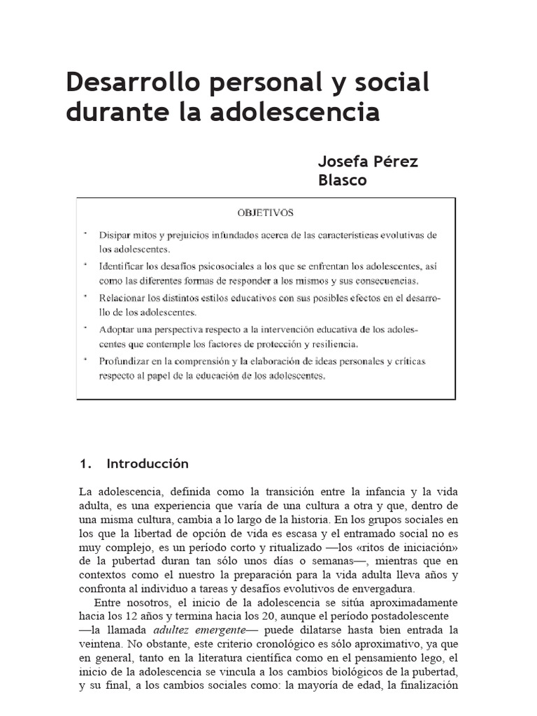 Desarrollo personal en la adolescencia | PDF | Adultos | Adolescencia