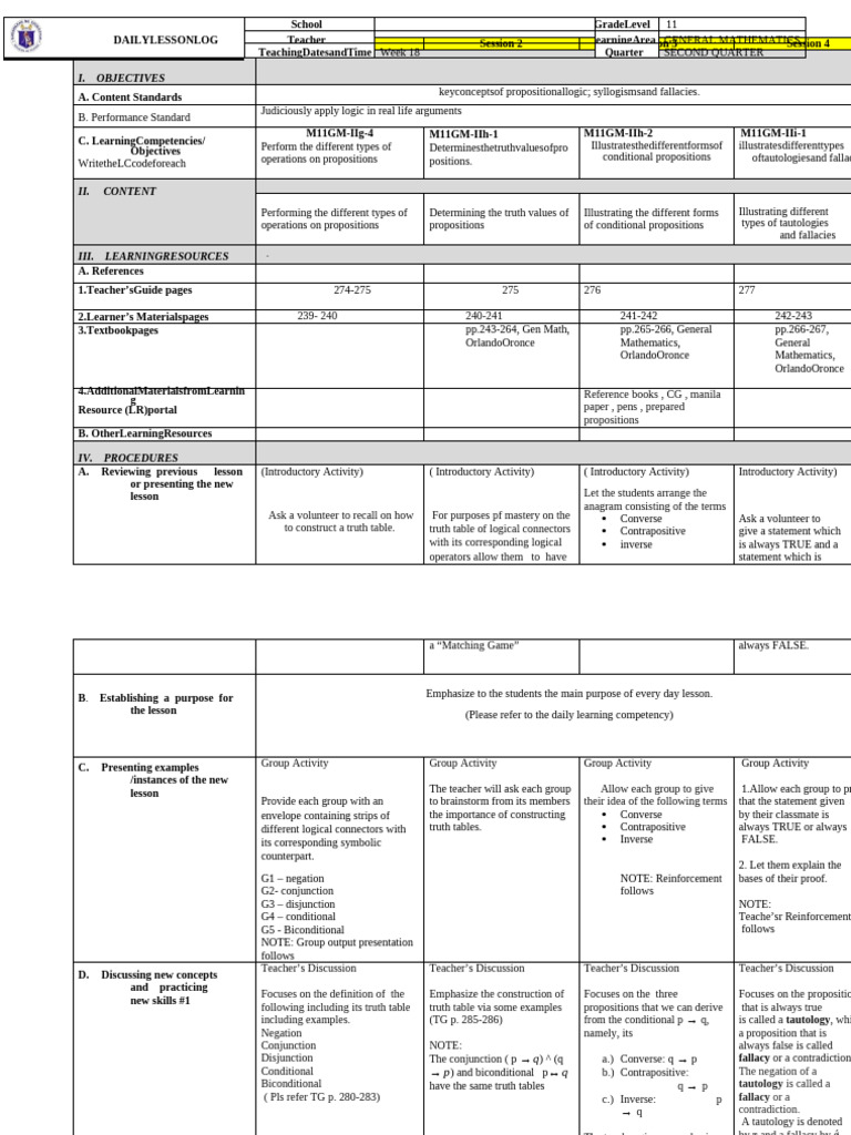 Gen Math Teaching Guide
