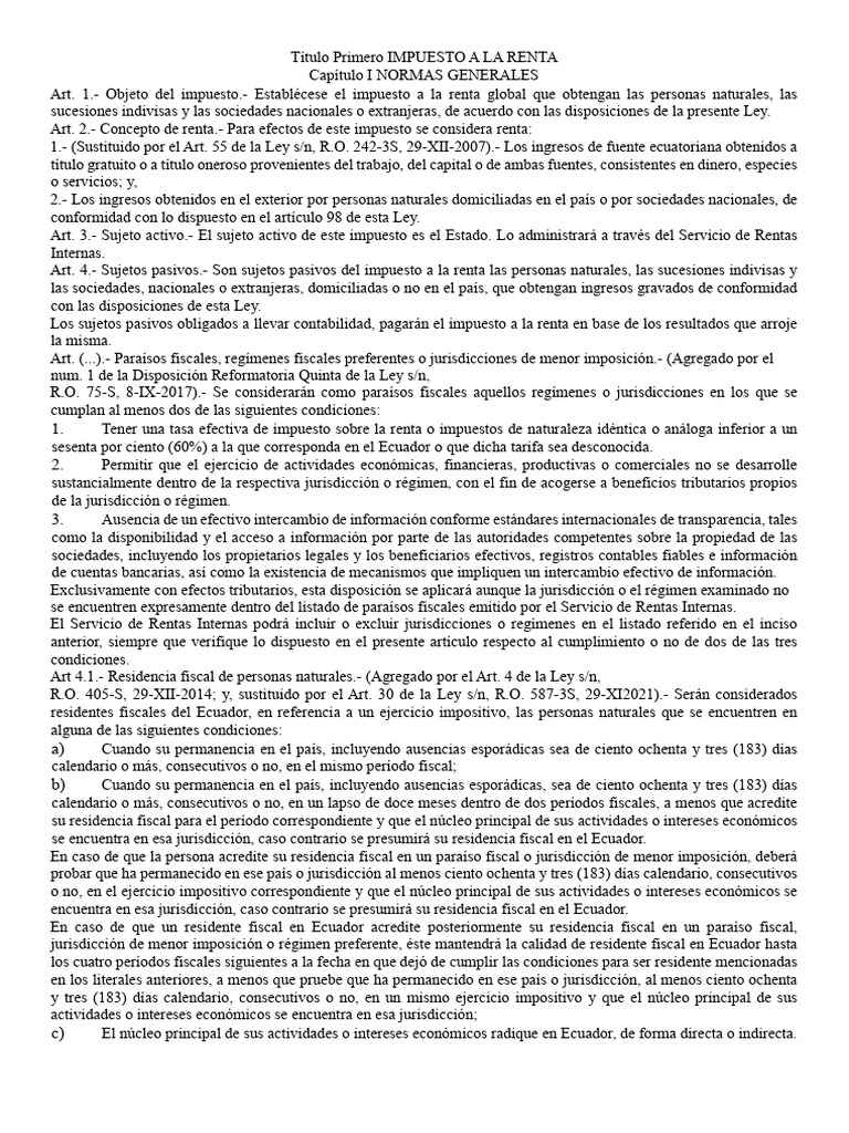 Impuesto a la Renta: Normas y Sujetos | PDF | Impuestos | Impuesto ...