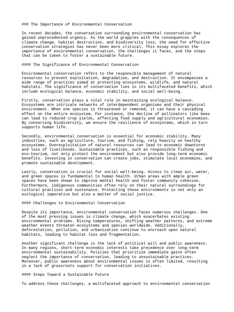 Importance of Environmental Conservation | PDF | Conservation Biology ...