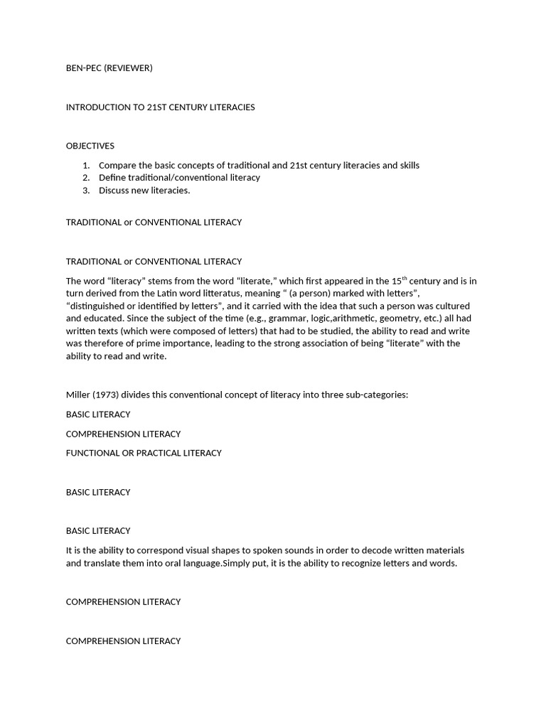 Understanding 21st Century Literacies | PDF | Literacy | Learning