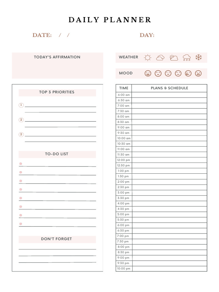 Daily Planner Template PDF | PDF
