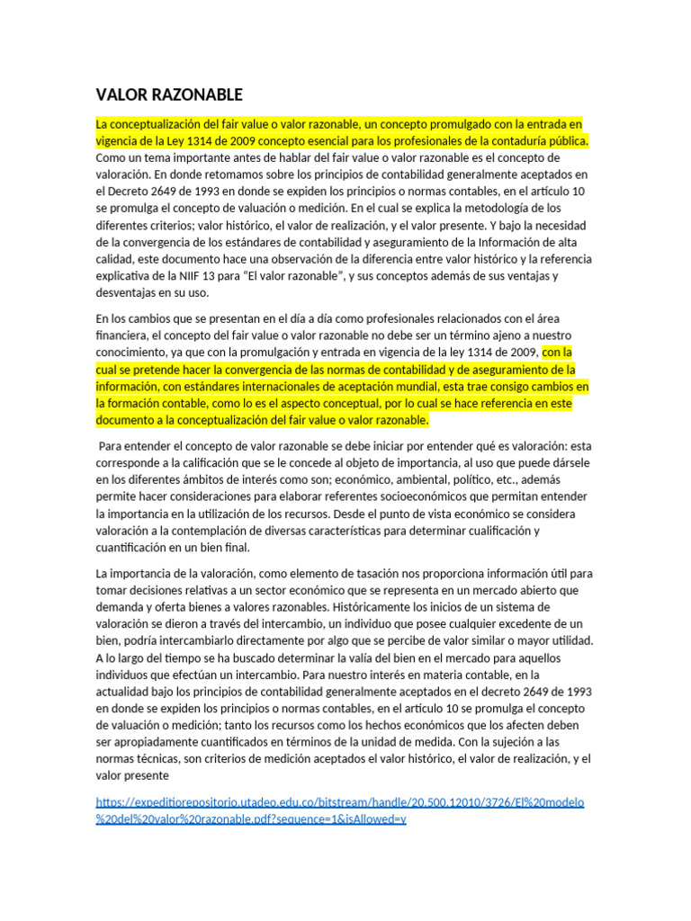 Conceptos Clave del Valor Razonable | PDF | Contabilidad | Contabilidad ...