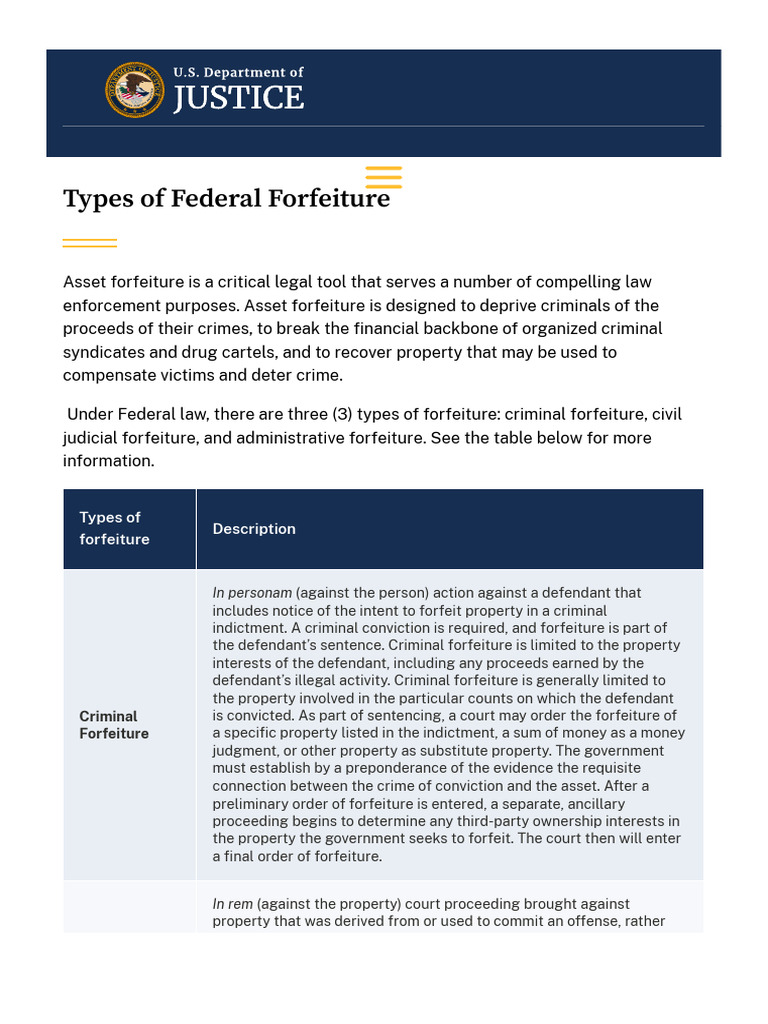 Understanding Federal Asset Forfeiture | PDF | Asset Forfeiture ...