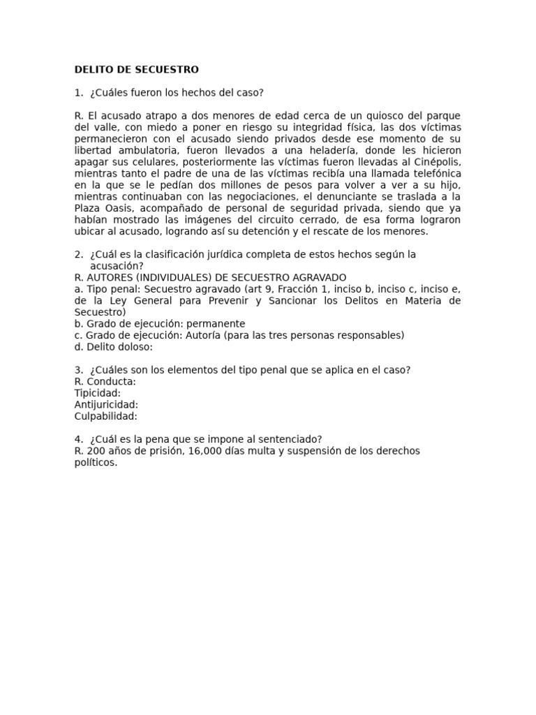 DELITO DE SECUESTRO | PDF