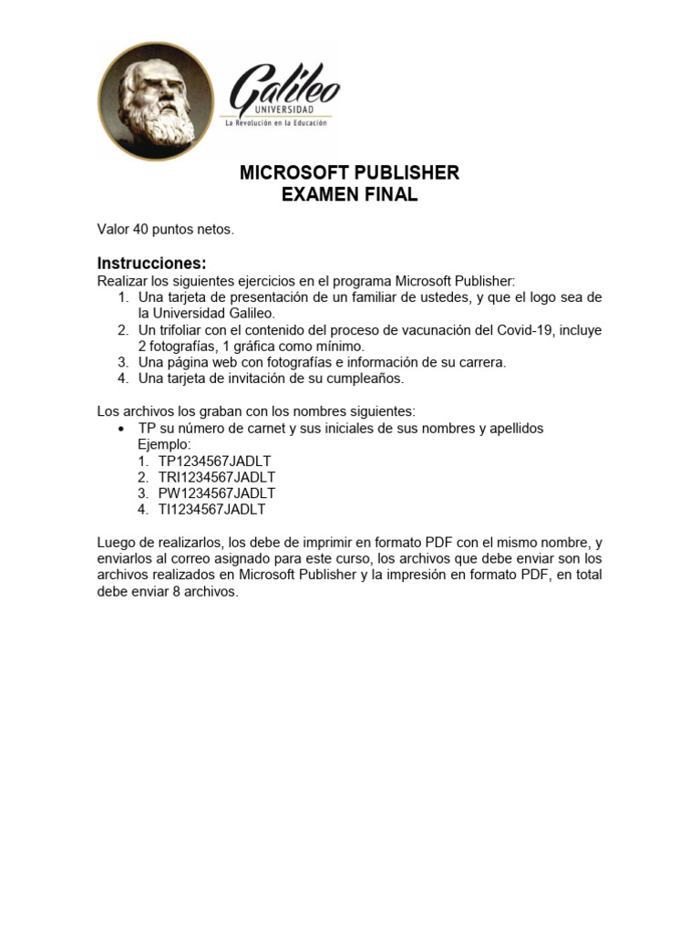 Examen Final de Microsoft Publisher | PDF