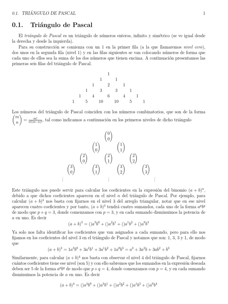 Polinomios y Triángulo de Pascal | PDF | Matemáticas discretas ...