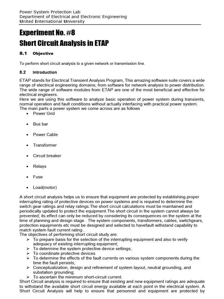 Short Circuit Analysis Using ETAP | PDF | Electrical Substation | Power ...