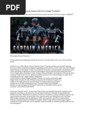 Captain America the First Avenger Worksheet