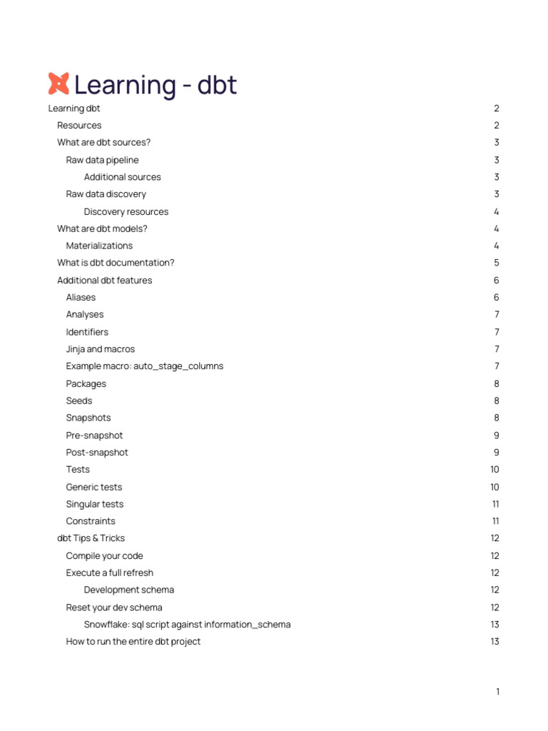 Learning dbt | PDF | Sql | Databases