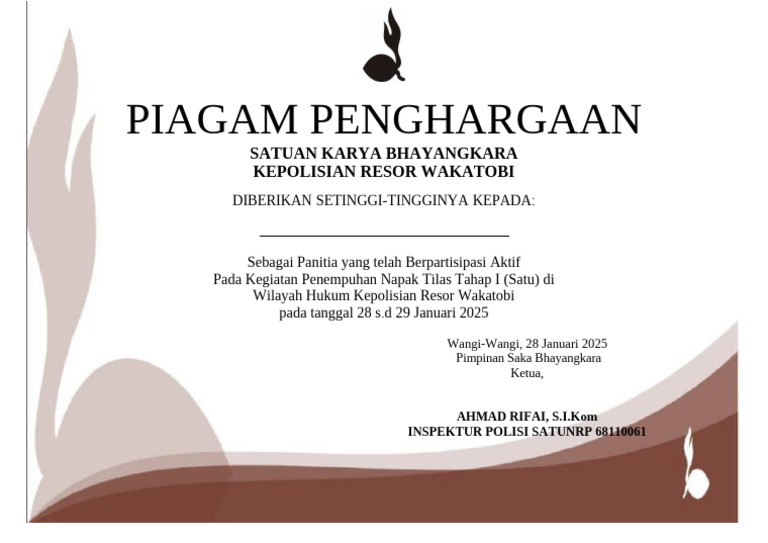 Piagam Penghargaan Partisipasi PDF