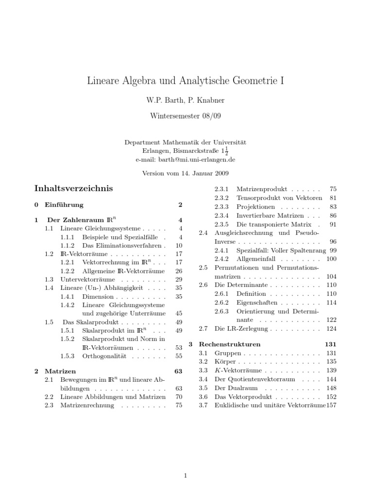 Lineare Algebra Und Analytische Geometrie PDF