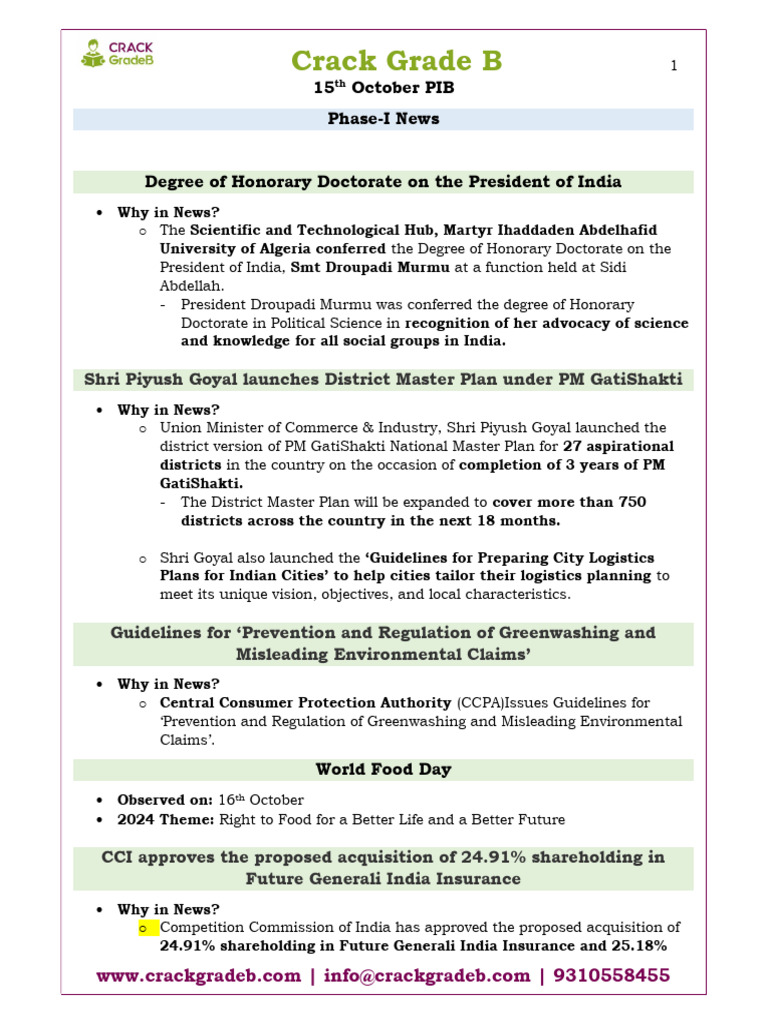 Rishita Chourey: Key Updates October 2023 | PDF