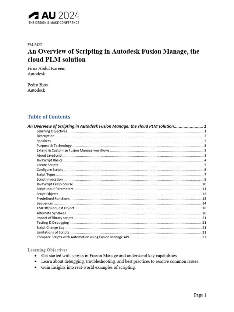 PM2422 - An Overview of Scripting in Autodesk Fusion Manage The Cloud ...