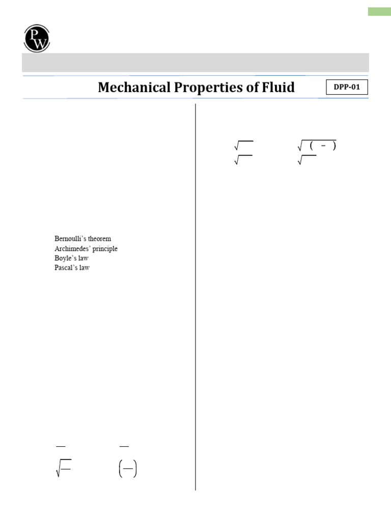 Fluid Mechanics Crash Course 2024 | PDF | Liquids | Pressure