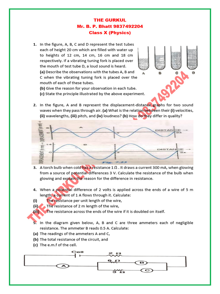Class X (Physics) 19th Jan 2023 | PDF | Physical Phenomena | Materials ...