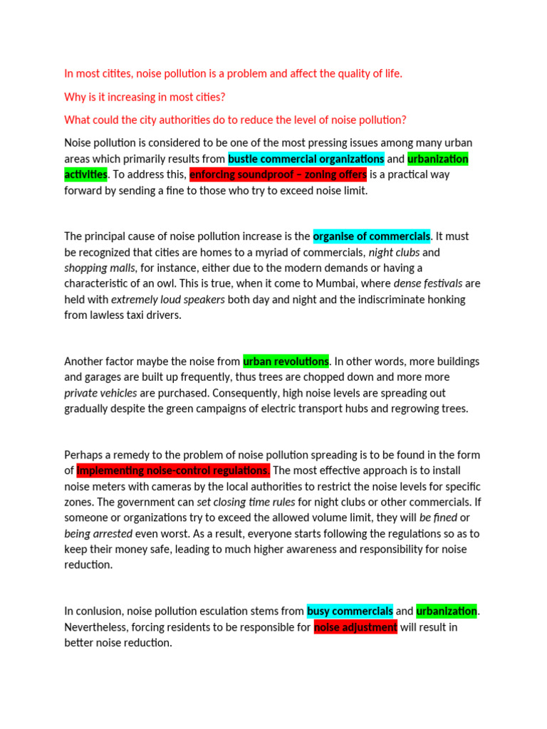 Urban Noise Pollution Solutions Pdf